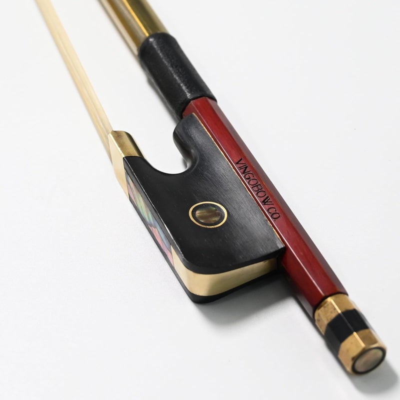 VINGOBOW Pernambuco Stick Cello Bow 4/4 Size VINGOBOW 420C Full 4 4 Concert Level Brass Alloy Fitted Parisian Eyes Ebony Frog Well Balanced Sweet Sound Natural Horse Hair for Porfessional Player - Image 1